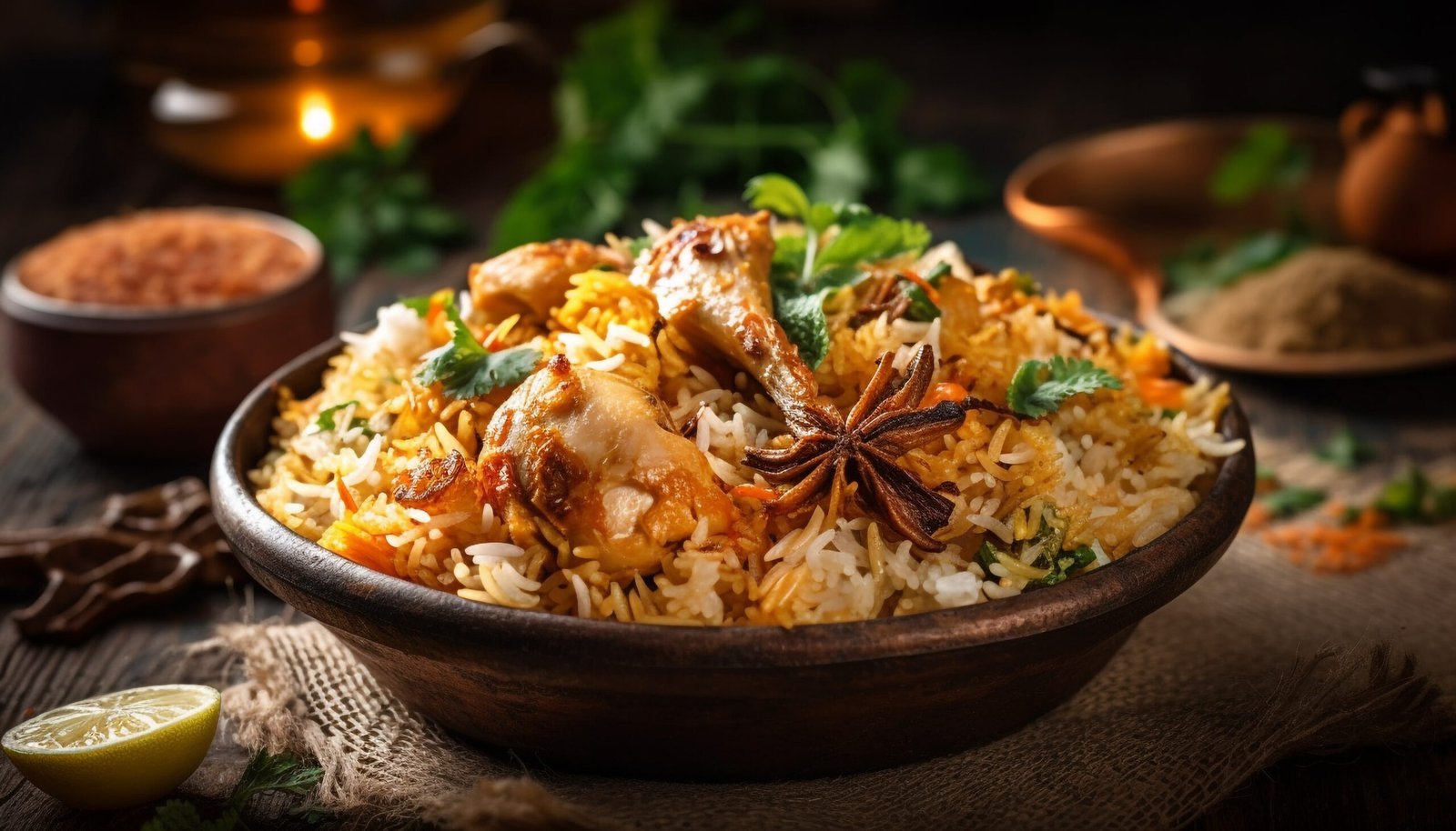 gourmet chicken biryani with steamed basmati rice generated by ai scaled.jpg